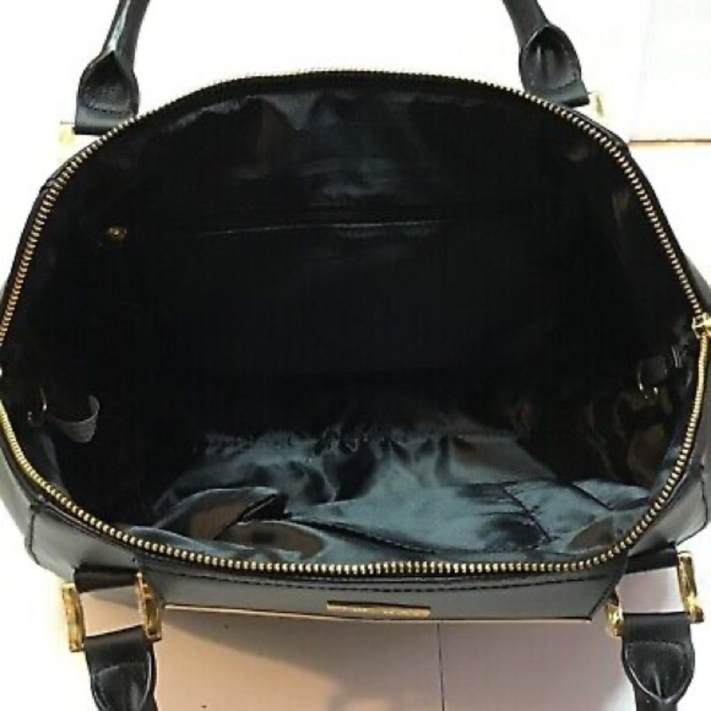 New JOY and IMAN Couture Leather Satchel and Clutch with Velvet Detail Black - Picture 4 of 6